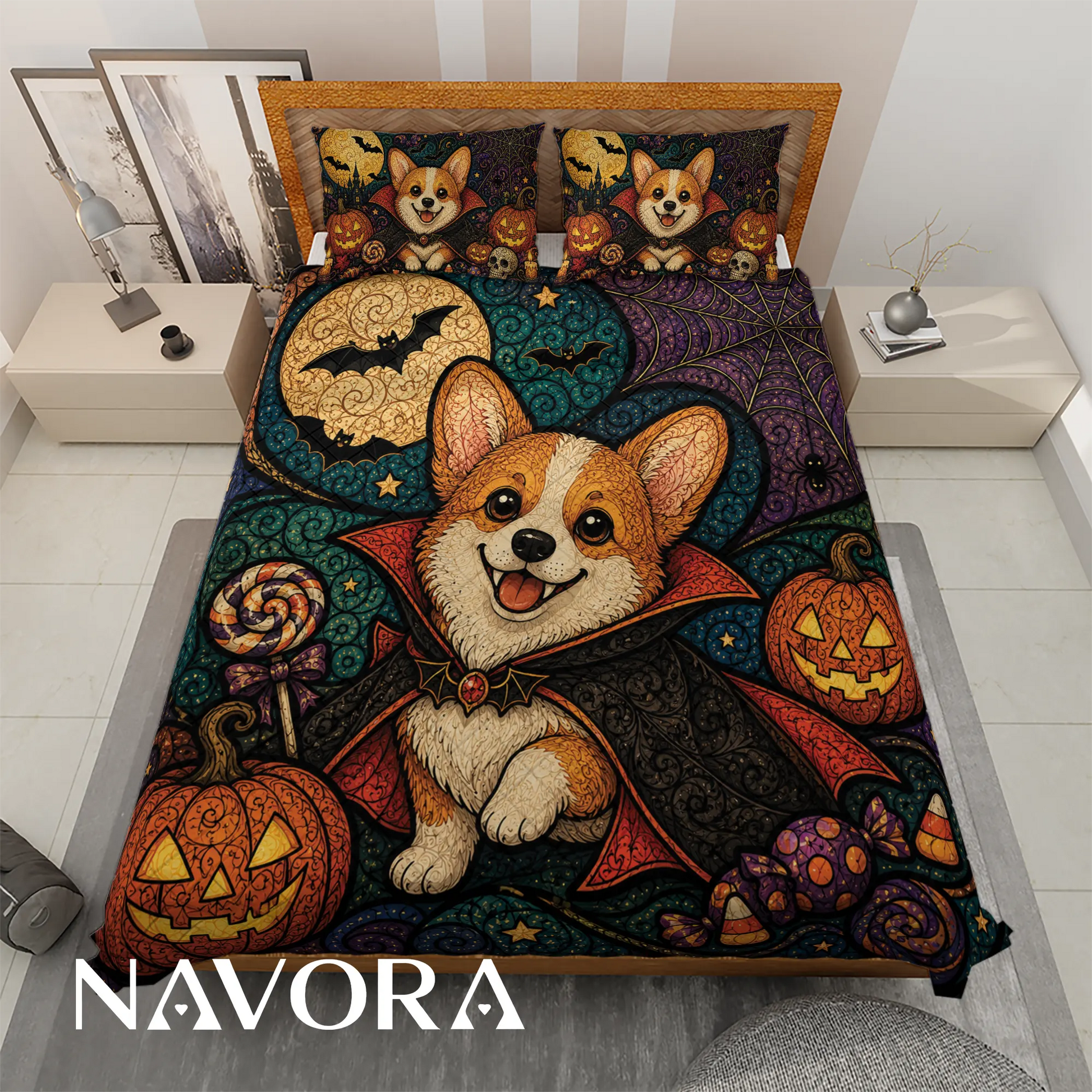 Halloween Corgi Bedding Set – Cute Spooky Dog