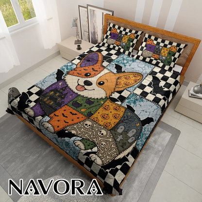 Halloween Corgi Bedding Set – Cute Spooky Dog Bed Set