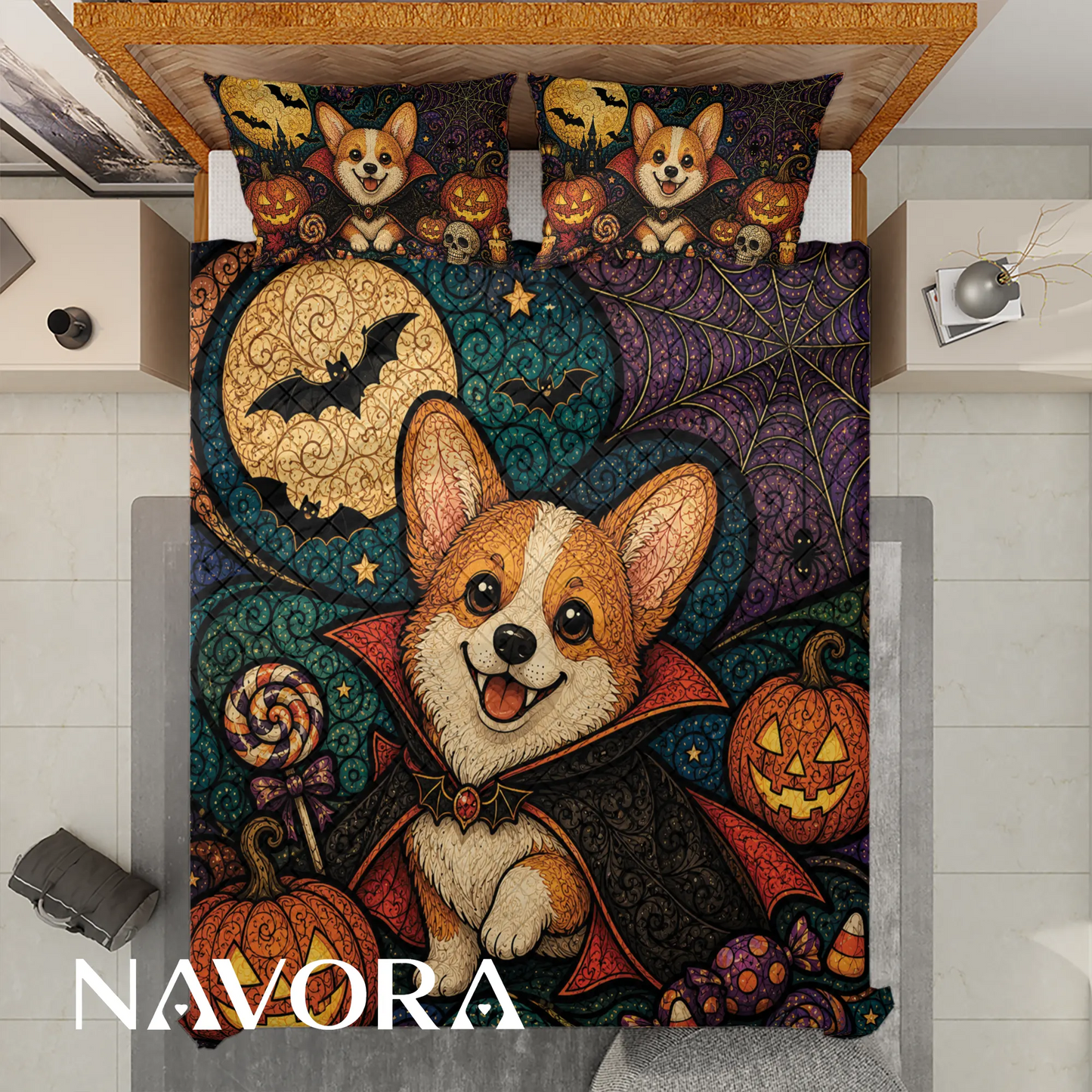 Halloween Corgi Bedding Set – Cute Spooky Dog