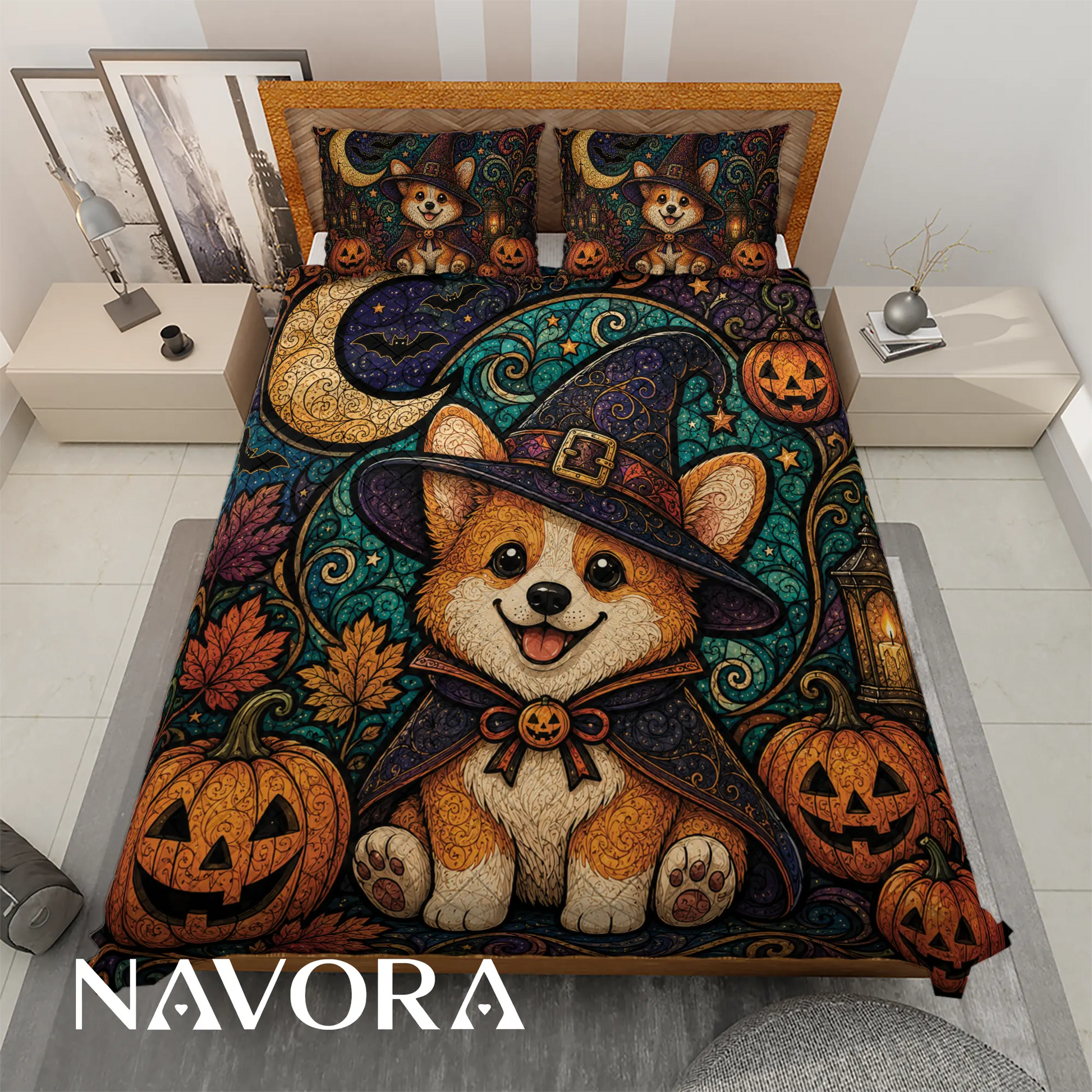 Halloween Corgi Bedding Set – Cute Spooky Dog
