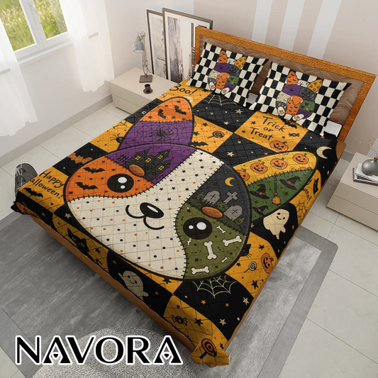 Halloween Corgi Bedding Sets – Cute Spooky Quilt Set