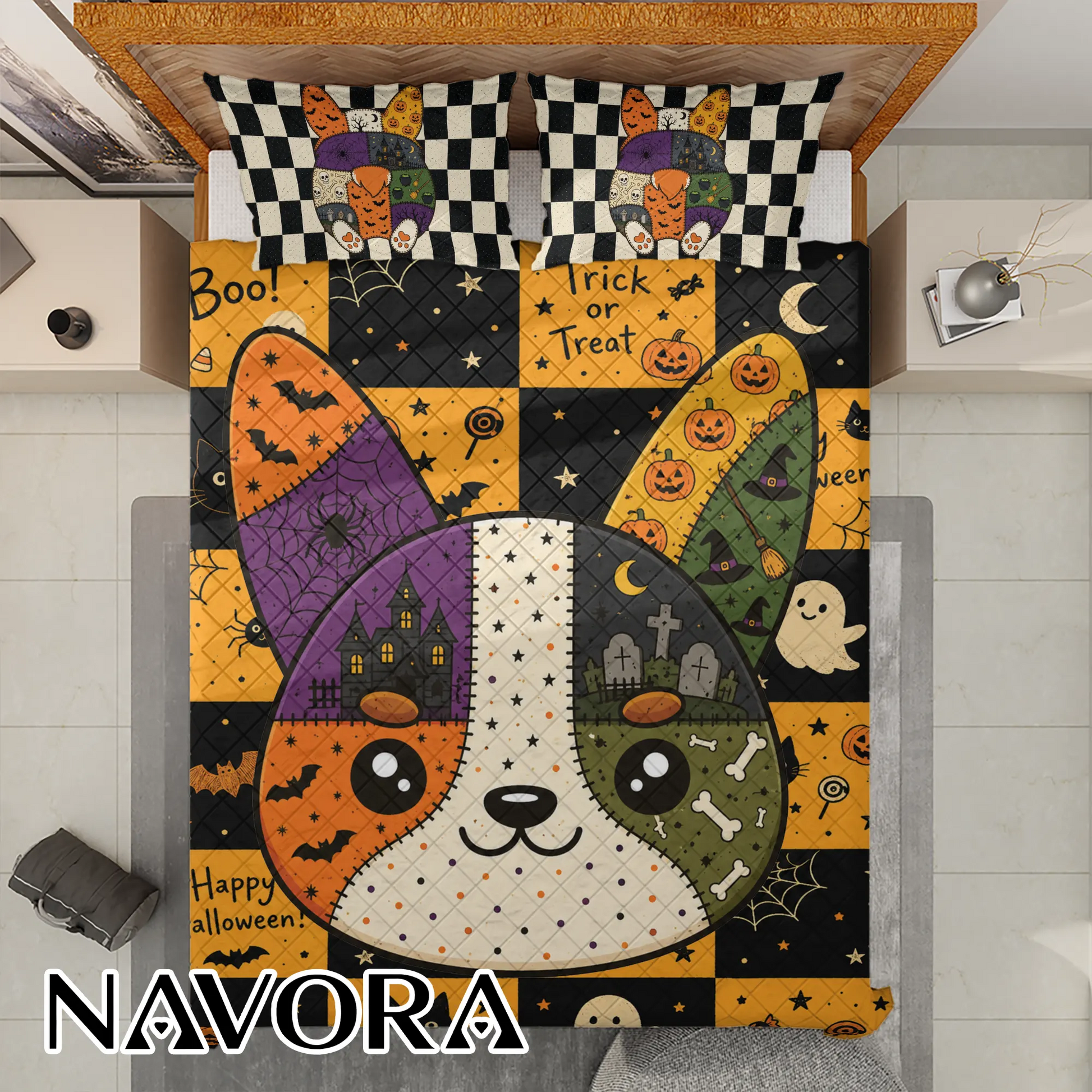 Halloween Corgi Bedding Sets – Cute Spooky Quilt Set