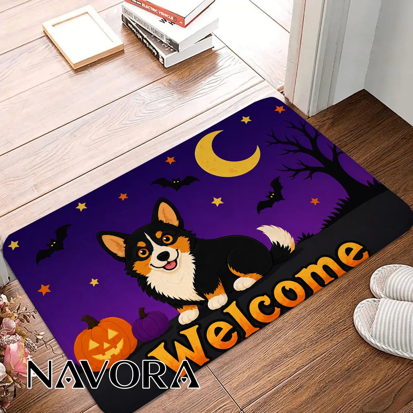 Halloween Corgi Welcome Doormat