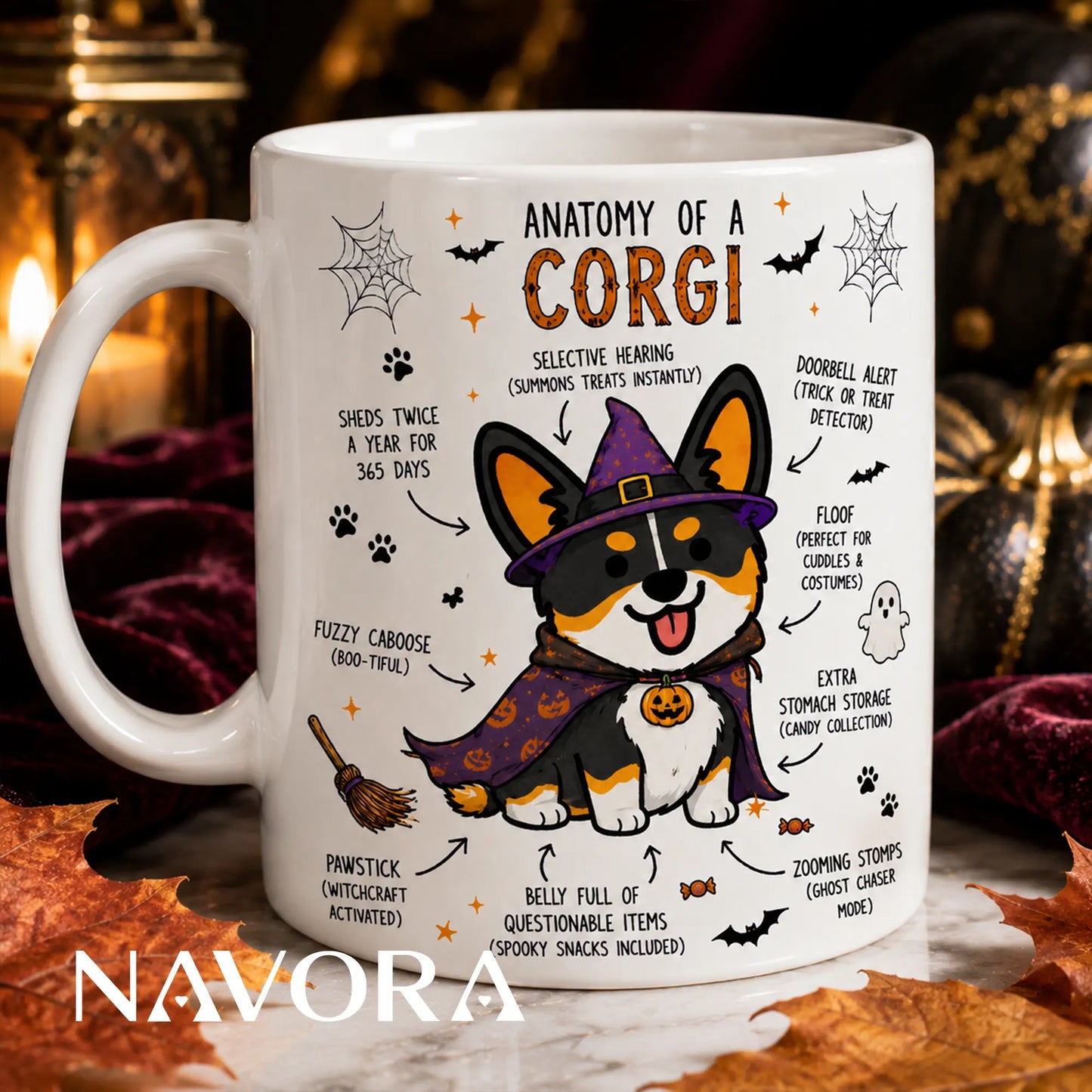 Halloween Corgi Mug, Witch Corgi Coffee Cup