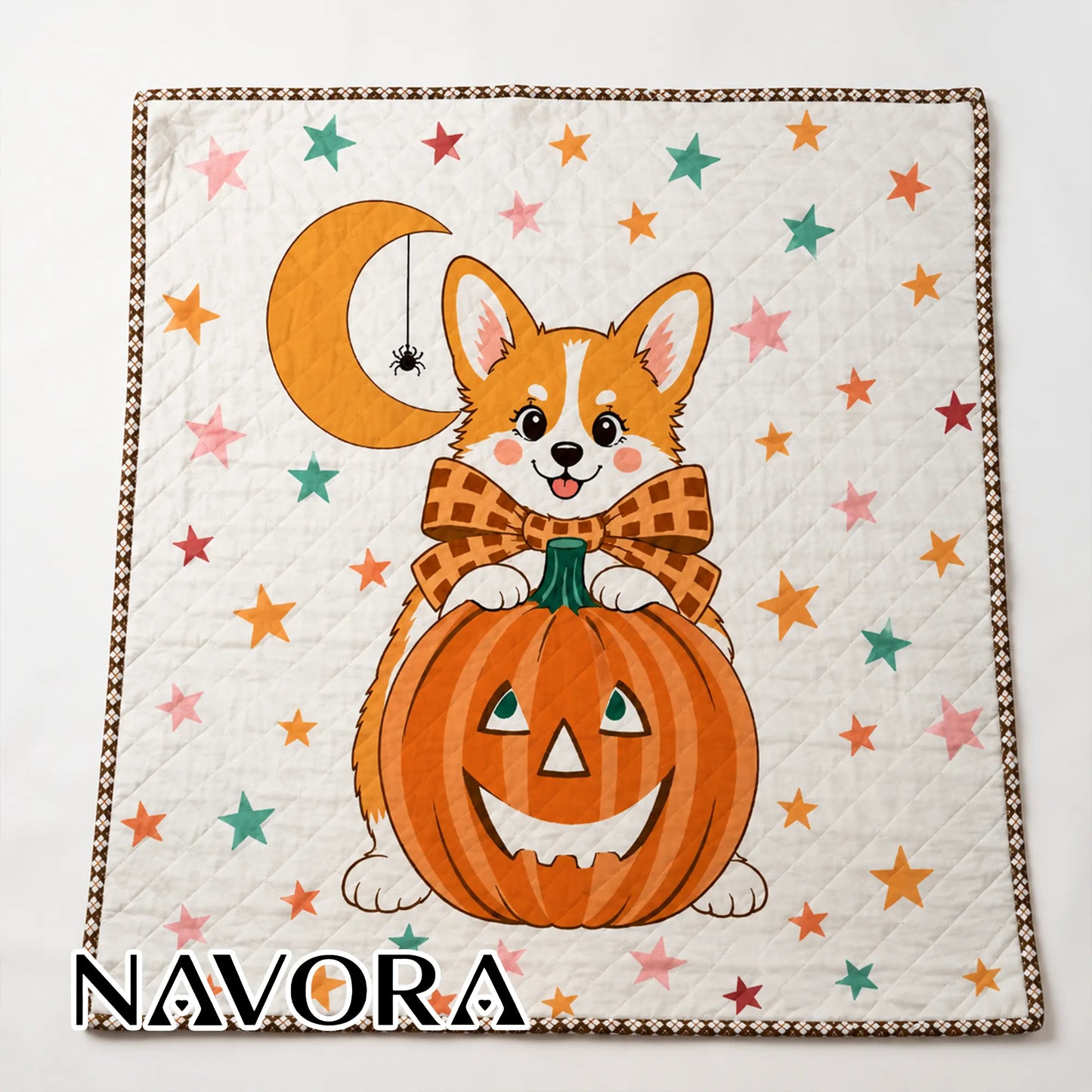 Halloween Corgi Quilt – Cute Pumpkin Dog Blanket