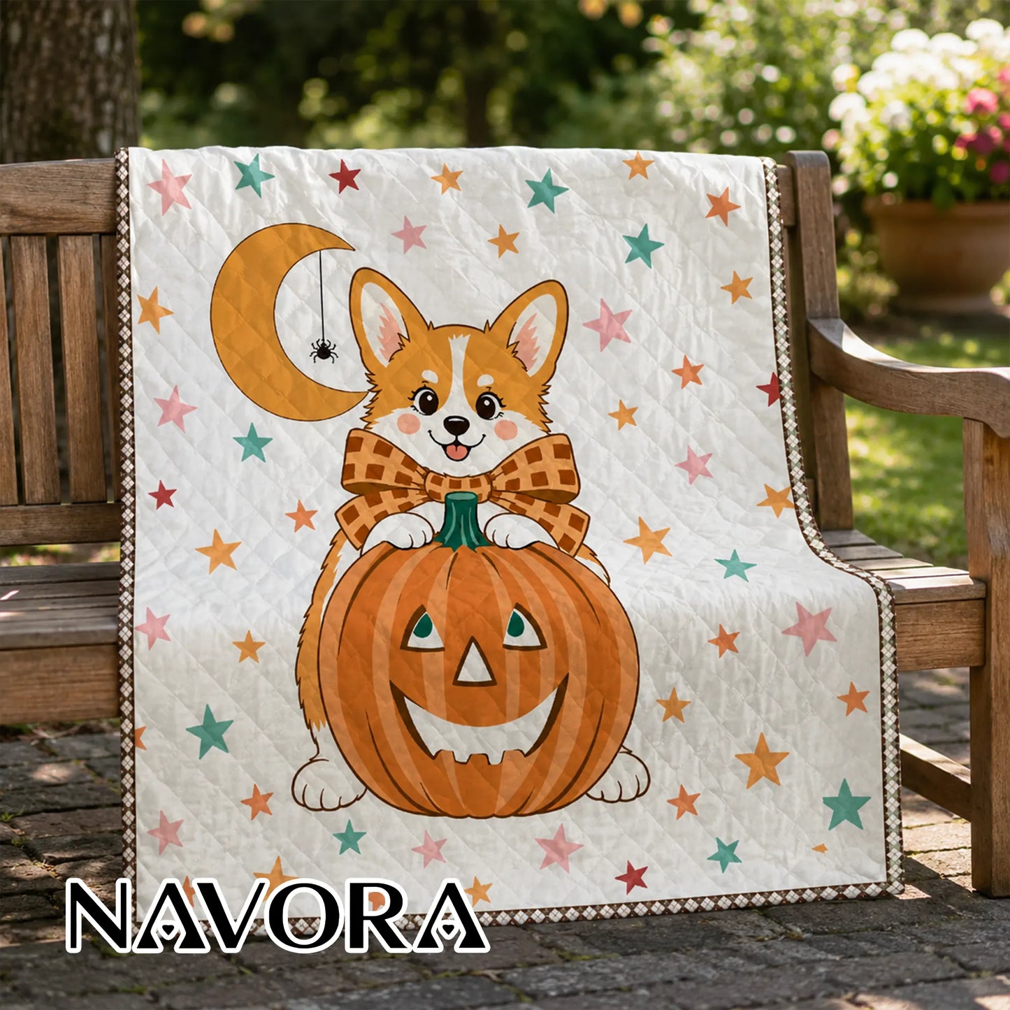 Halloween Corgi Quilt – Cute Pumpkin Dog Blanket