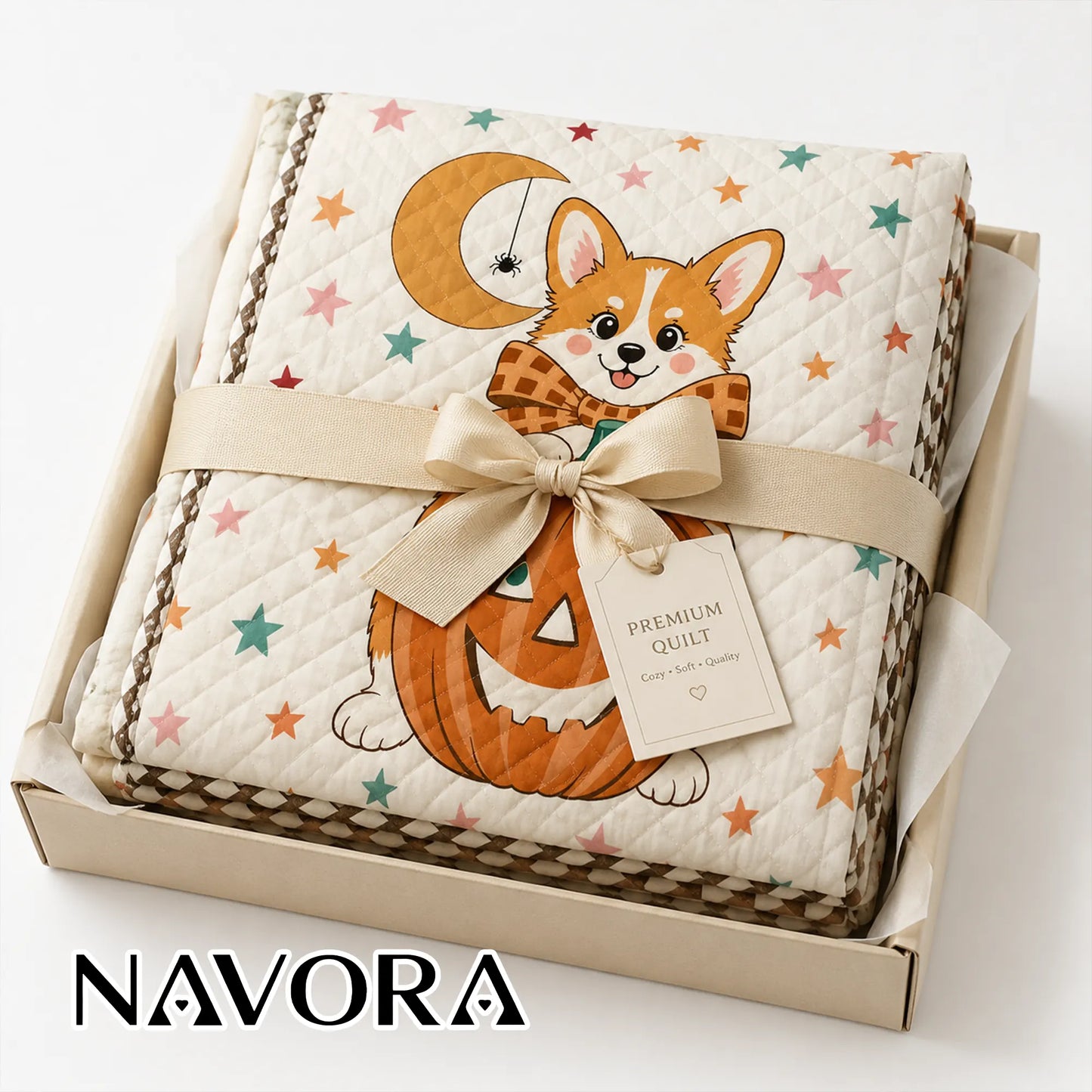 Halloween Corgi Quilt – Cute Pumpkin Dog Blanket