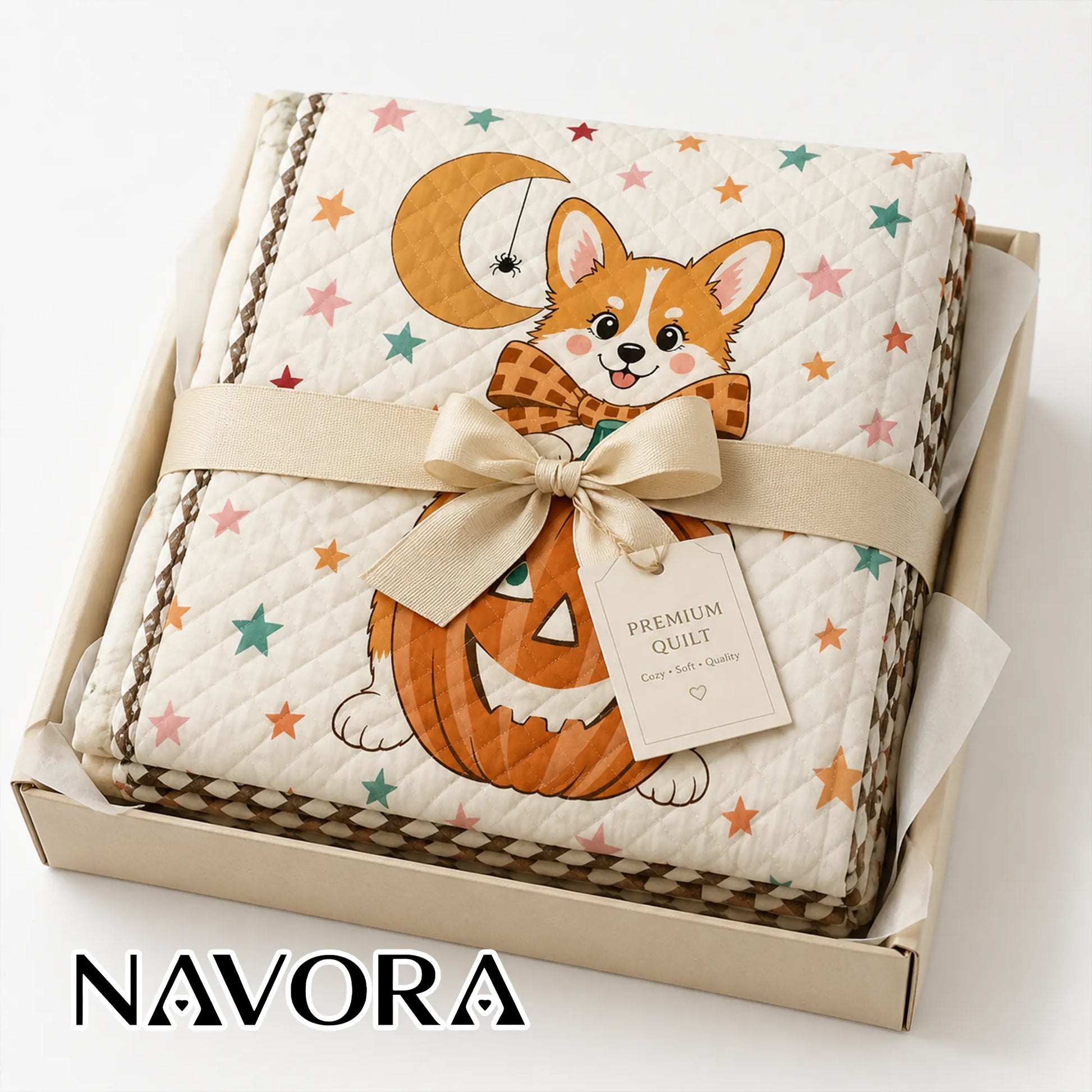Halloween Corgi Quilt – Cute Pumpkin Dog Blanket