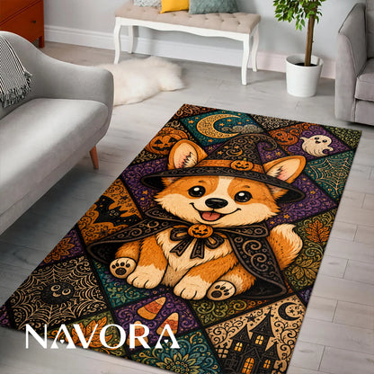 Halloween Corgi Rug – Cute Spooky Area Rug Decor