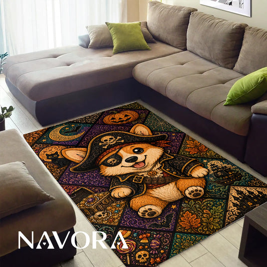 Halloween Corgi Rug – Cute Spooky Area Rug Decor