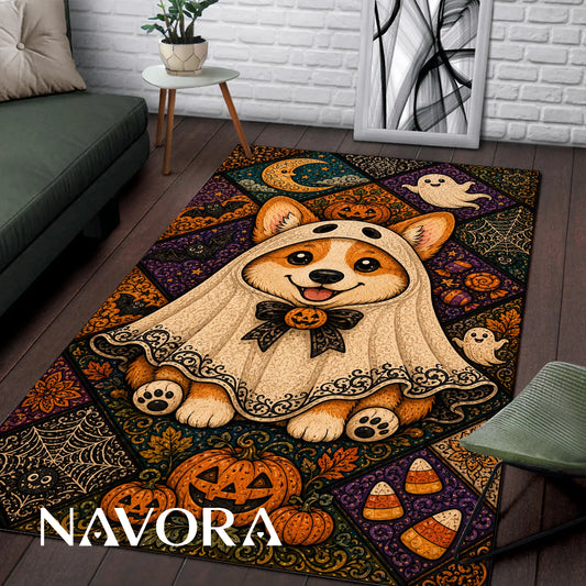 Halloween Corgi Rug – Cute Spooky Area Rug Decor