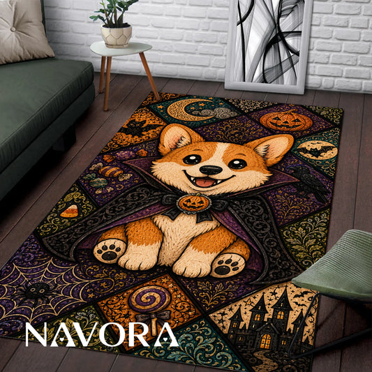 Halloween Corgi Rug – Cute Spooky Area Rug Decor