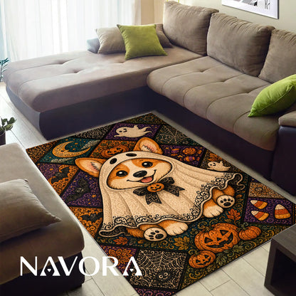 Halloween Corgi Rug – Cute Spooky Area Rug Decor