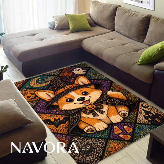 Halloween Corgi Rug – Cute Spooky Area Rug Decor