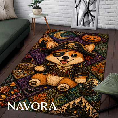 Halloween Corgi Rug – Cute Spooky Area Rug Decor