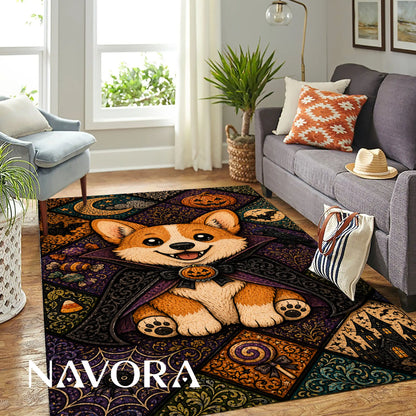 Halloween Corgi Rug – Cute Spooky Area Rug Decor
