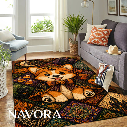 Halloween Corgi Rug – Cute Spooky Area Rug Decor