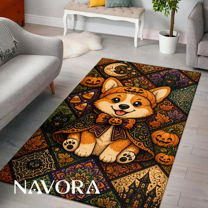Halloween Corgi Rug – Cute Spooky Area Rug Decor
