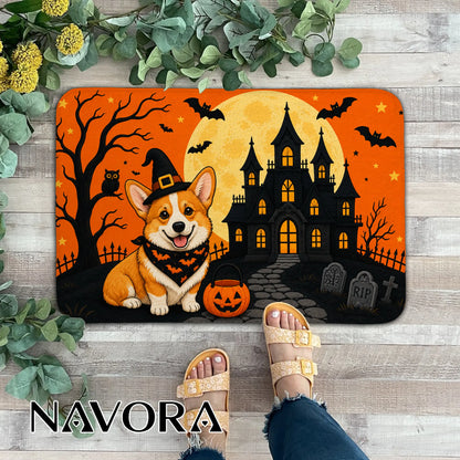 Halloween Corgi Welcome Doormat