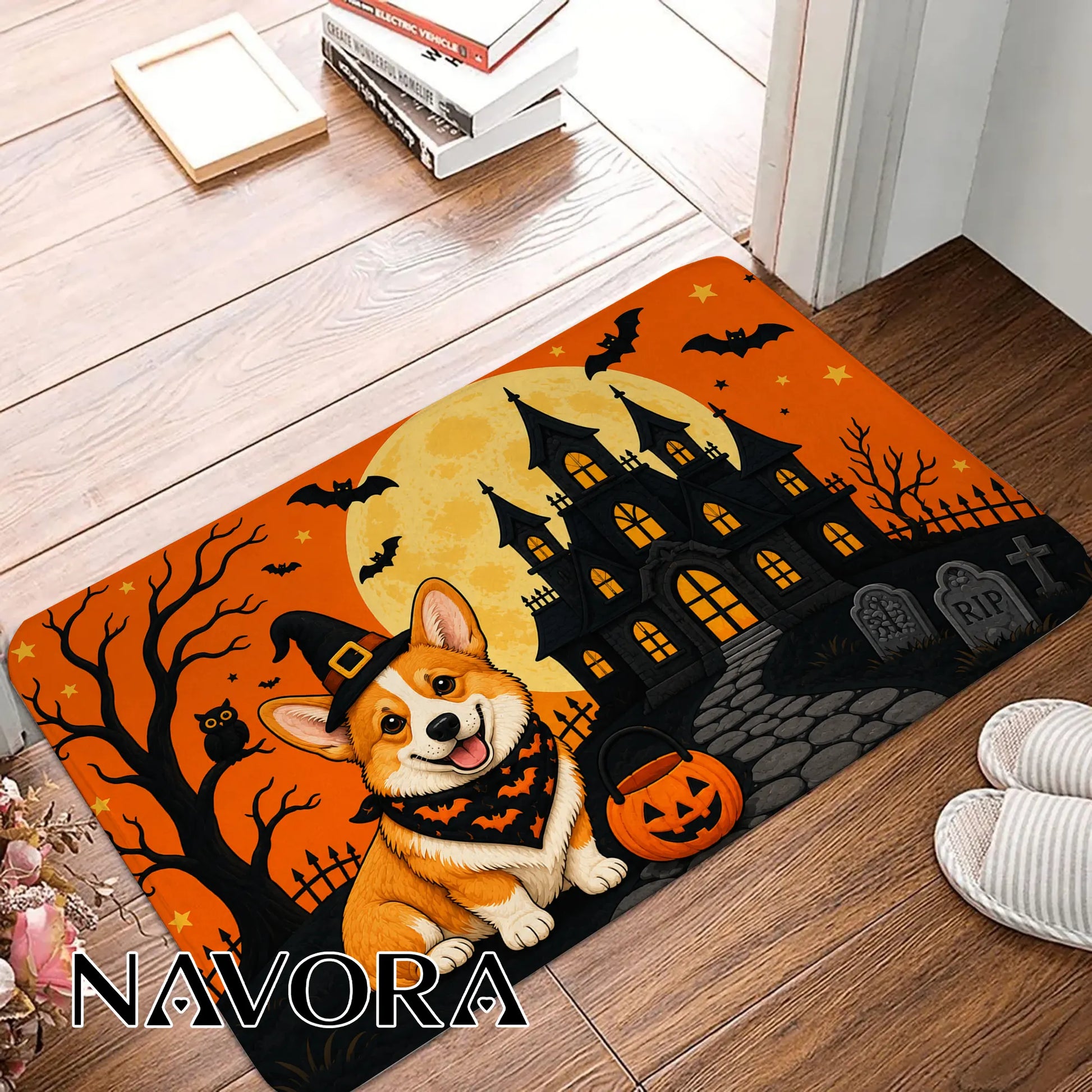 Halloween Corgi Welcome Doormat
