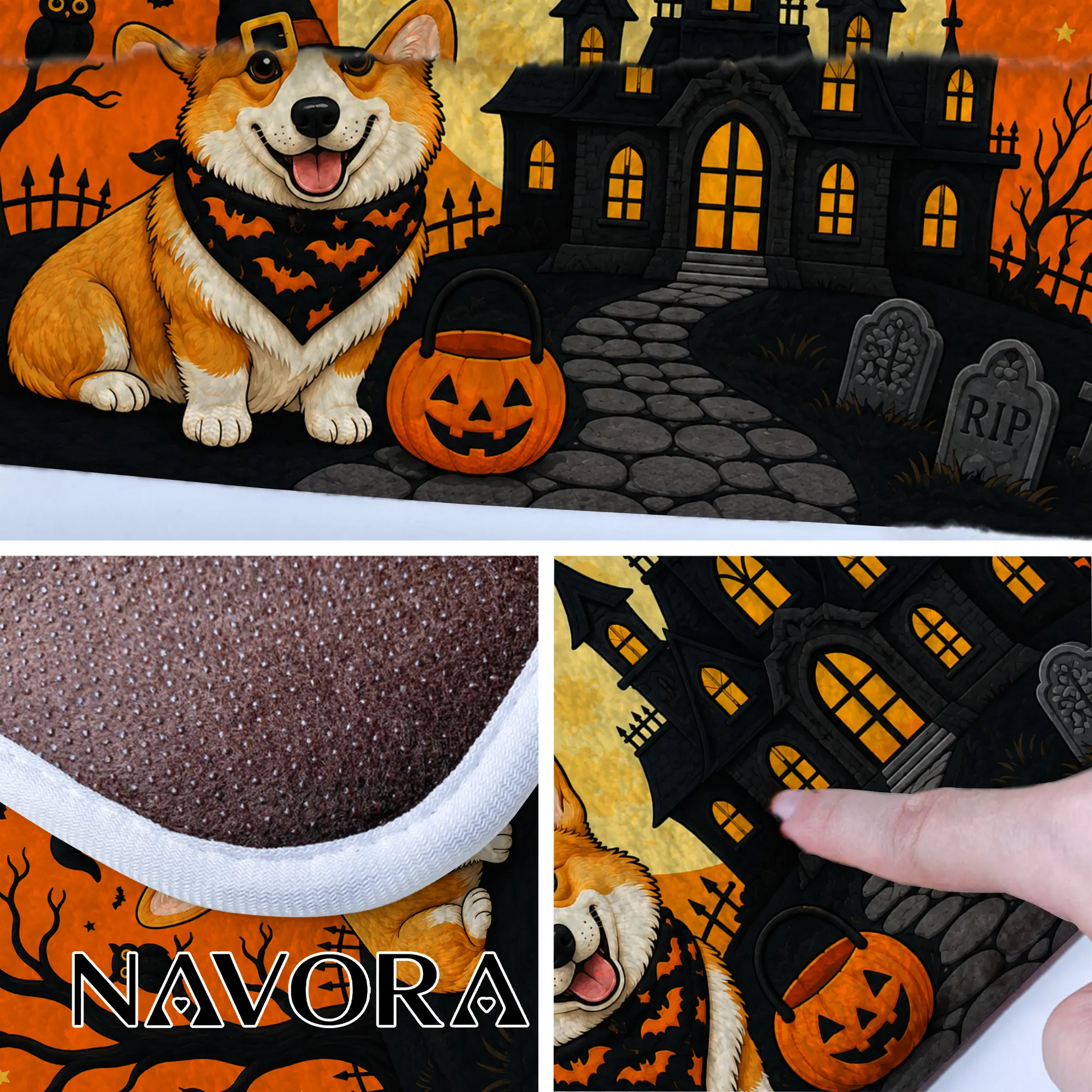 Halloween Corgi Welcome Doormat