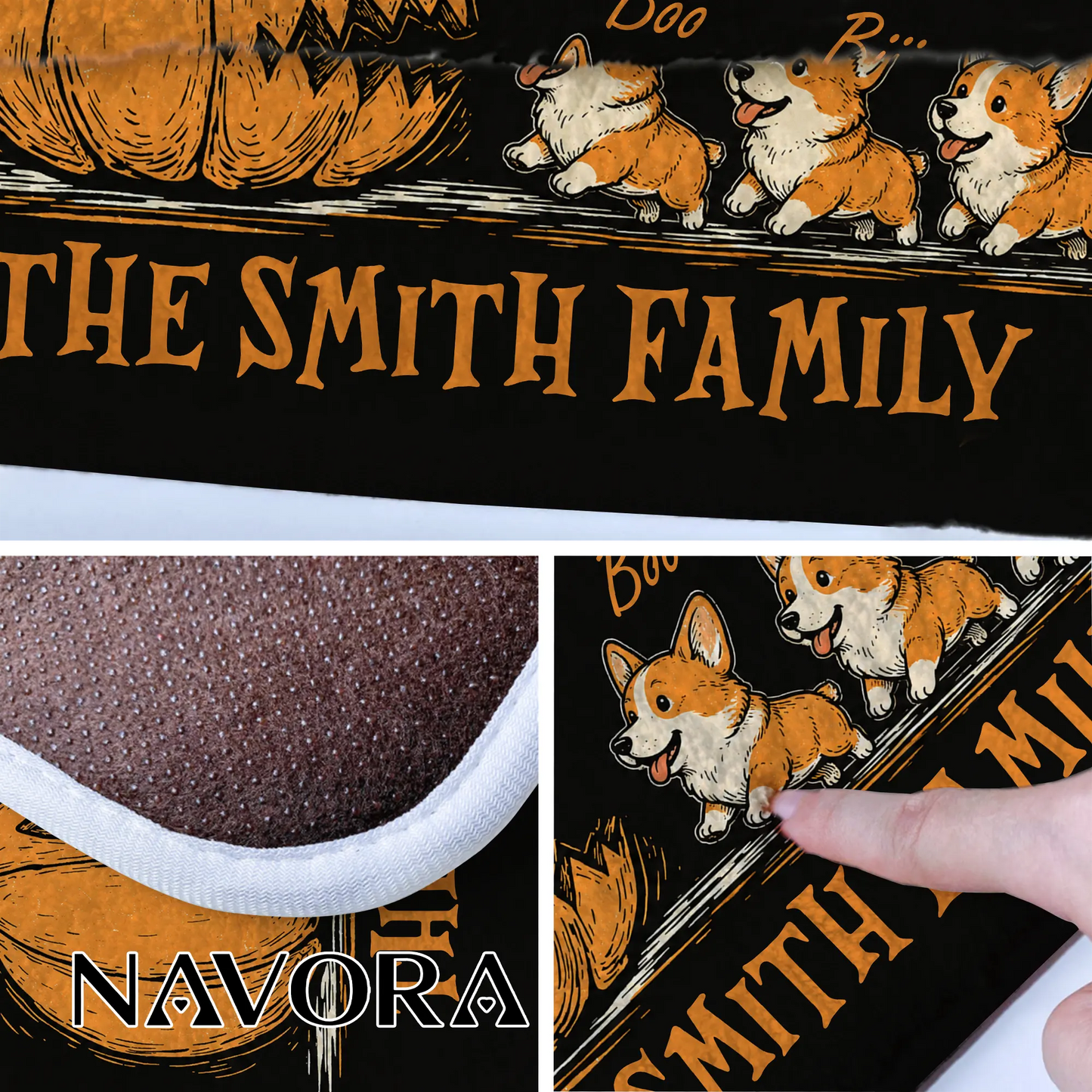 Halloween Corgi Welcome Doormat Personalized