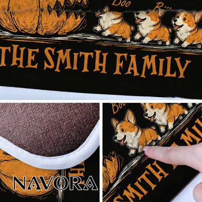 Halloween Corgi Welcome Doormat Personalized