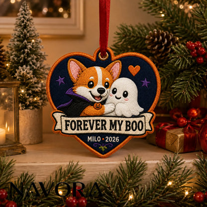 Personalized Forever My Boo Corgi & Ghost Ornament