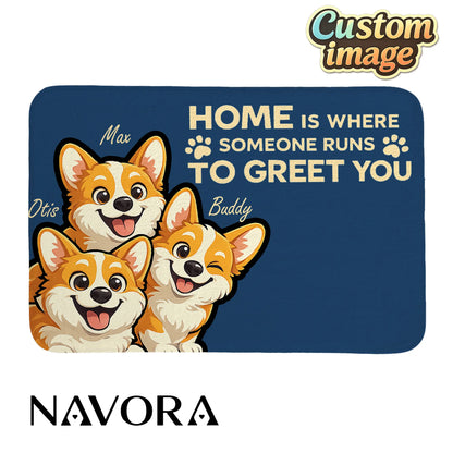 Personalized Corgi Doormat – Home Is Where Someone Greets You