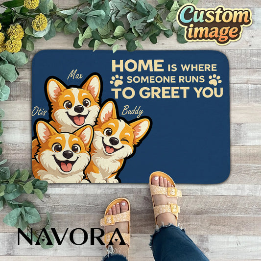 Personalized Corgi Doormat – Home Is Where Someone Greets You