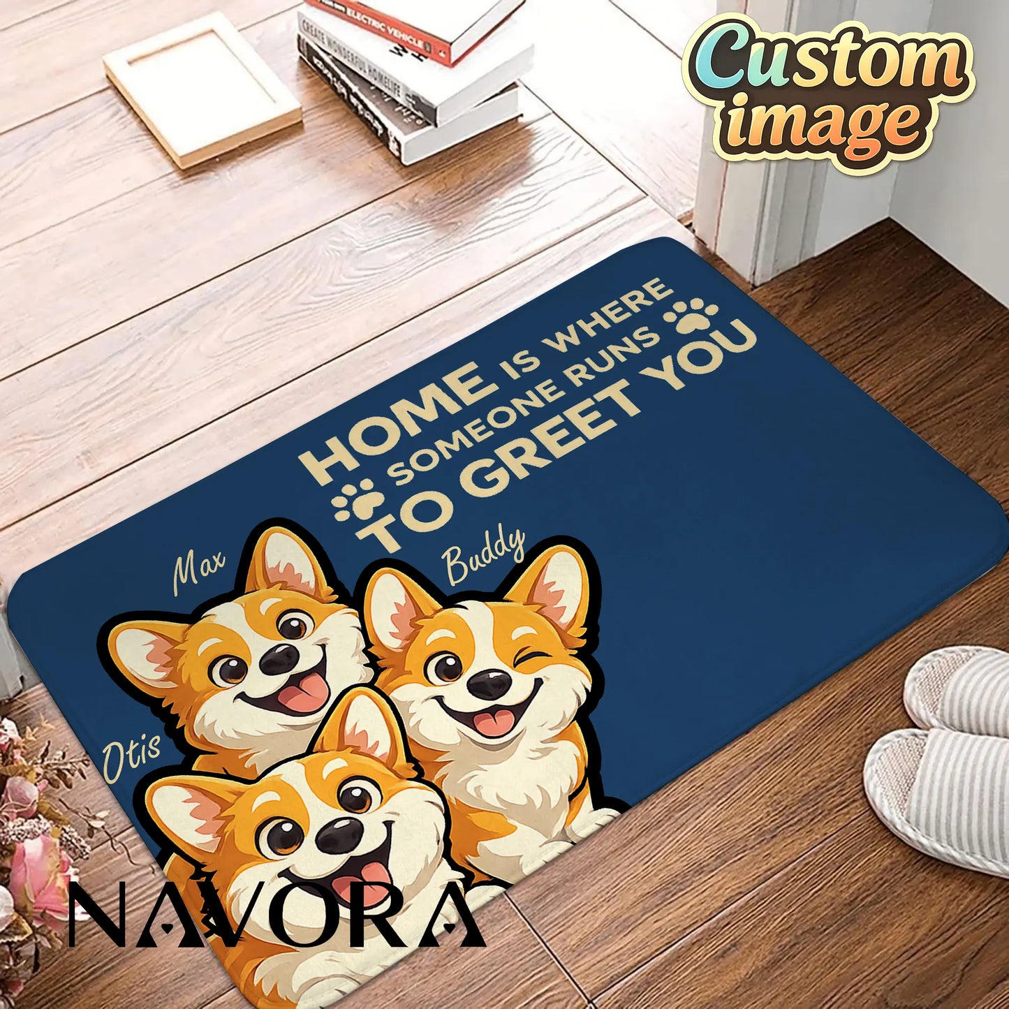 Personalized Corgi Doormat – Home Is Where Someone Greets You