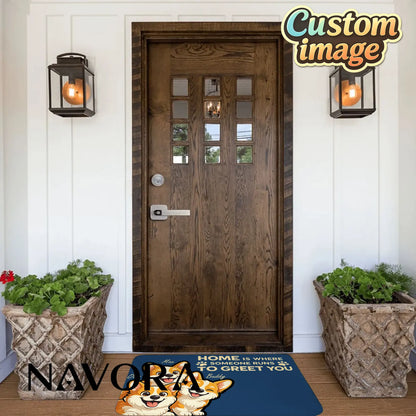 Personalized Corgi Doormat – Home Is Where Someone Greets You