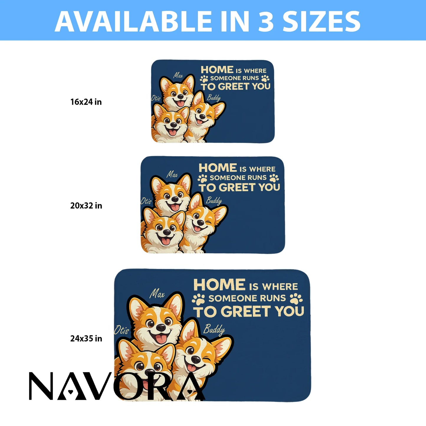 Personalized Corgi Doormat – Home Is Where Someone Greets You