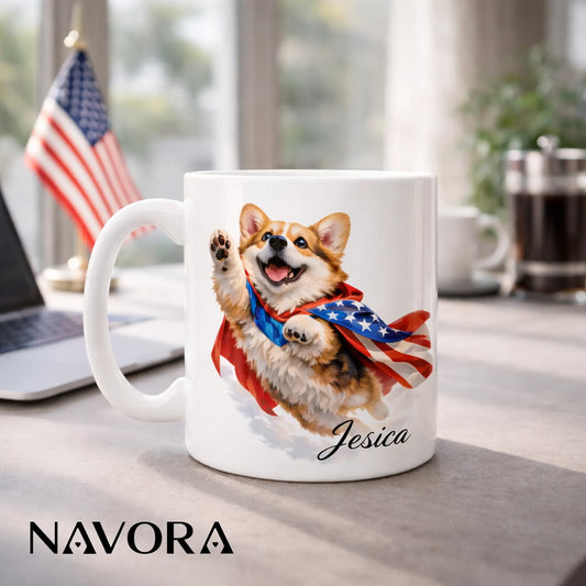 Personalized Corgi Mug 4th July – Custom Dog Lover Gift