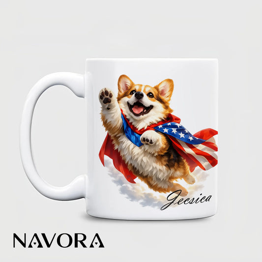 Personalized Corgi Mug 4th July – Custom Dog Lover Gift