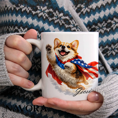 Personalized Corgi Mug 4th July – Custom Dog Lover Gift