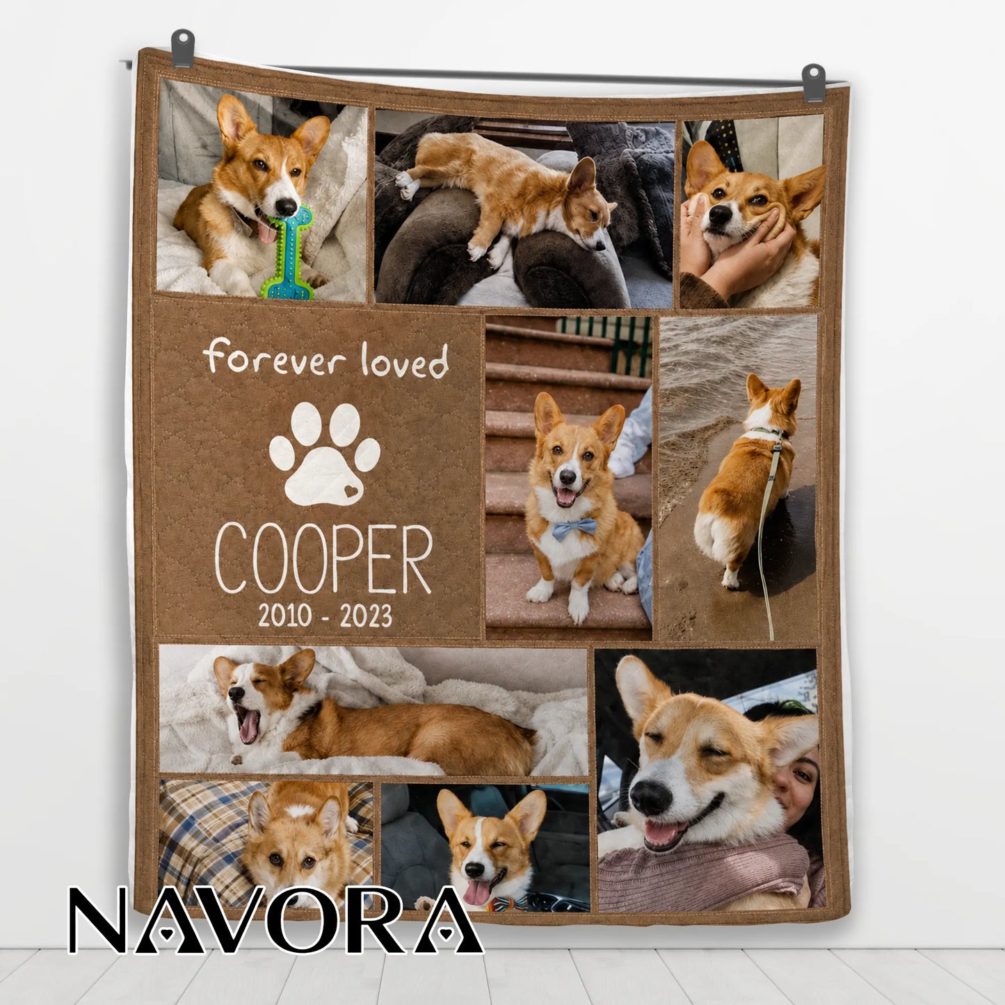 Personalized Corgi Quilt – Custom Blanket with Your Pet Photos