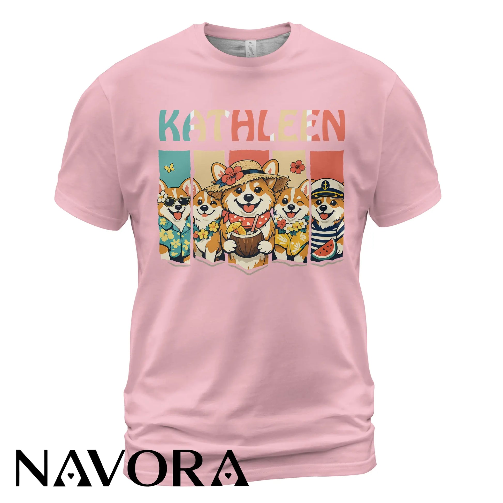 Personalized Corgi T-Shirt Hawaiian Style Custom Name