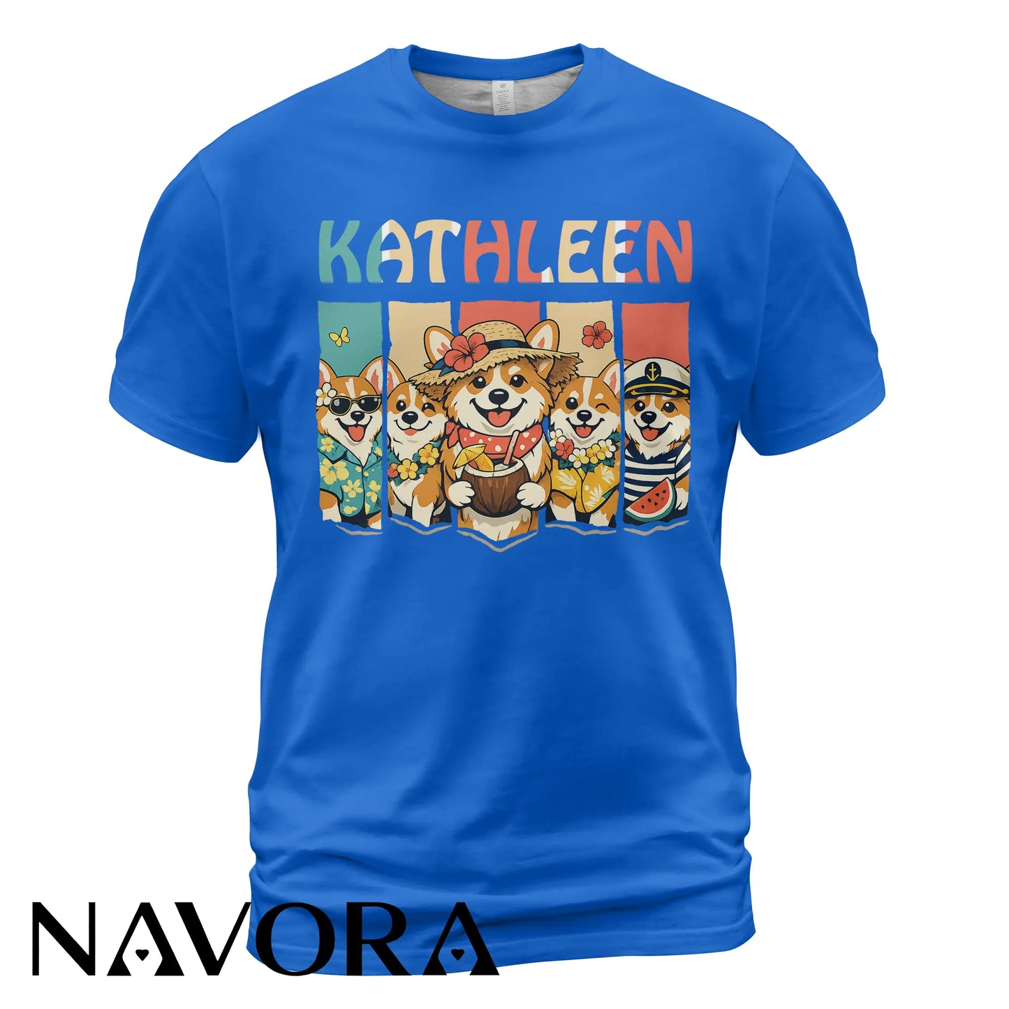 Personalized Corgi T-Shirt Hawaiian Style Custom Name