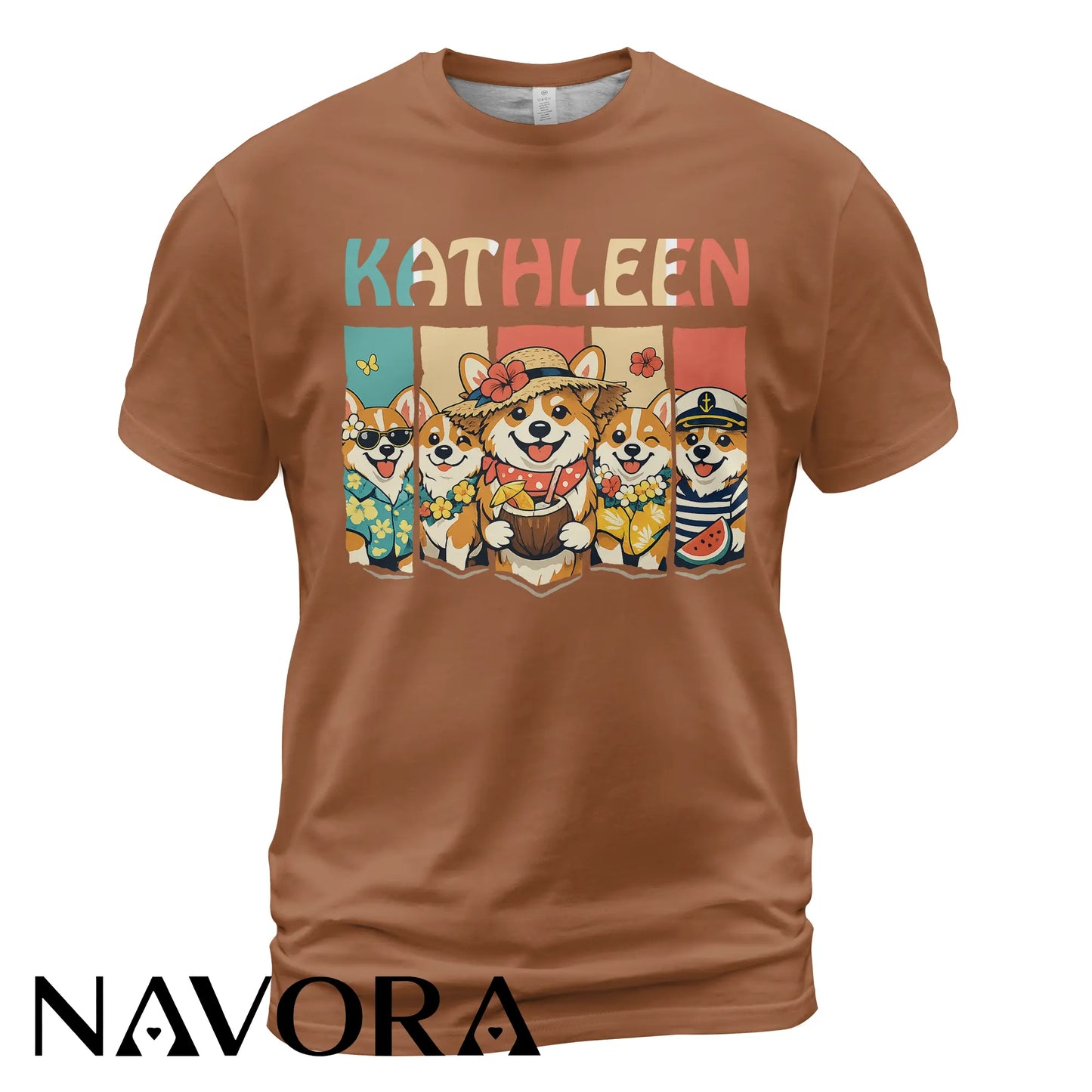 Personalized Corgi T-Shirt Hawaiian Style Custom Name