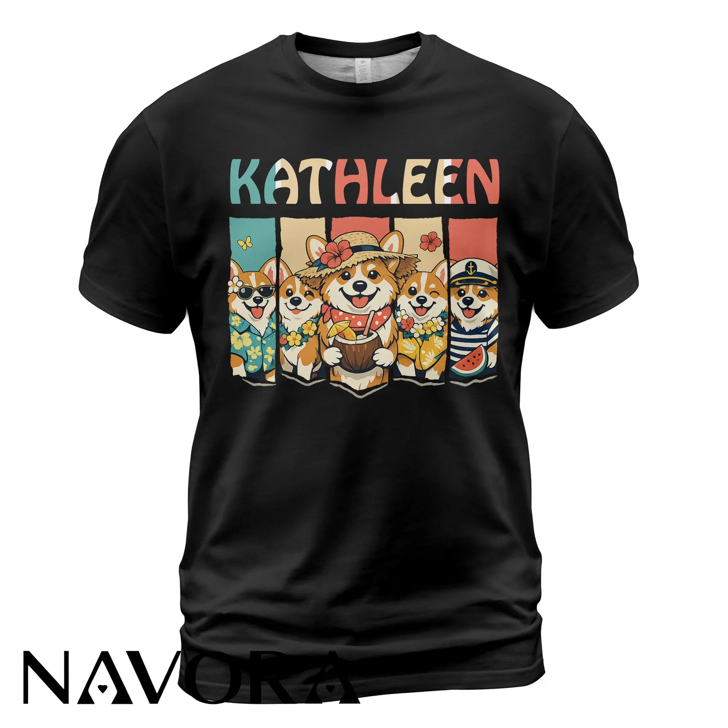 Personalized Corgi T-Shirt Hawaiian Style Custom Name