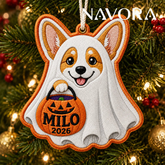 Personalized Ghost Corgi Halloween Ornament