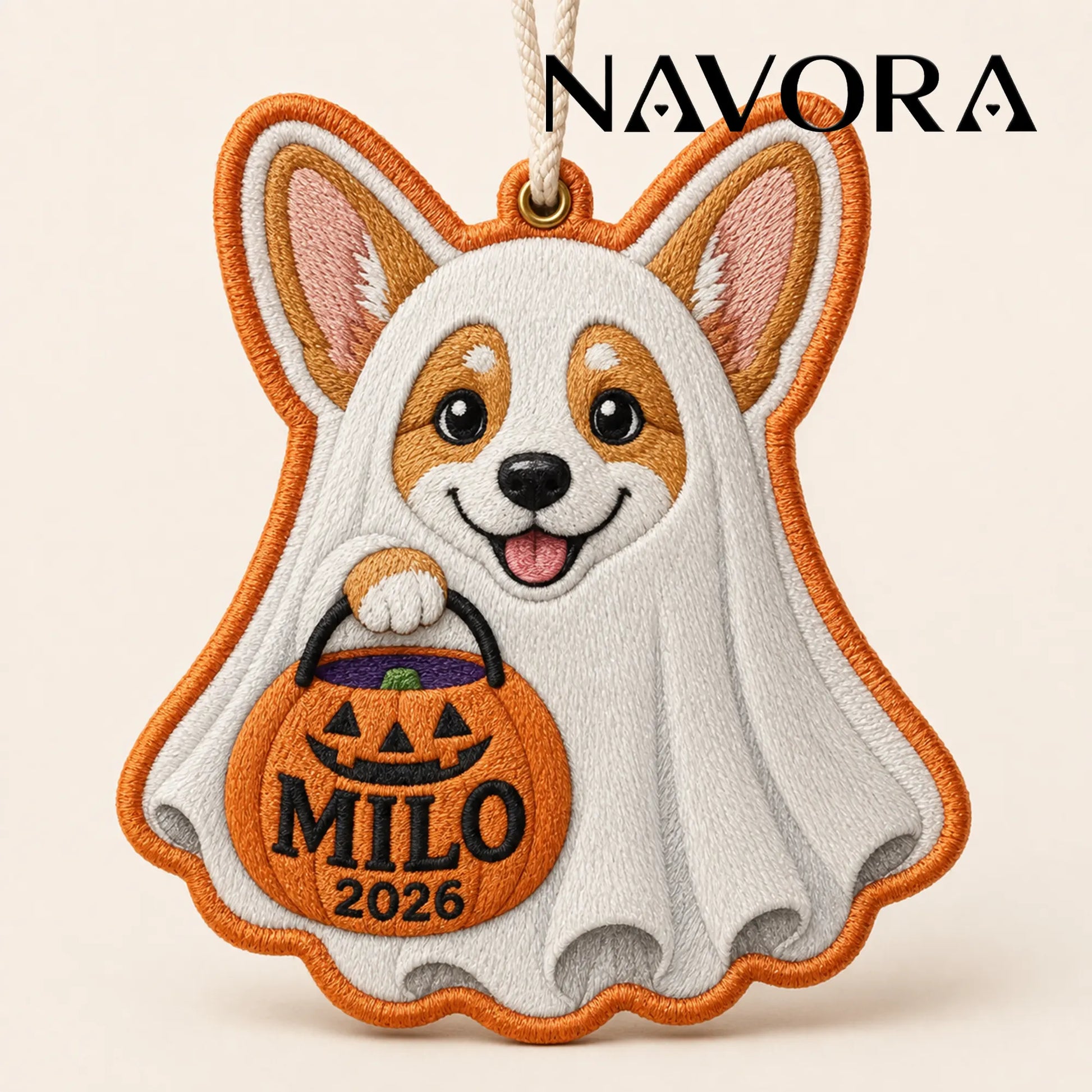 Personalized Ghost Corgi Halloween Ornament