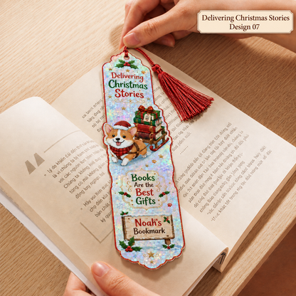 Personalized Angel Corgi Christmas Holographic Bookmark Gift