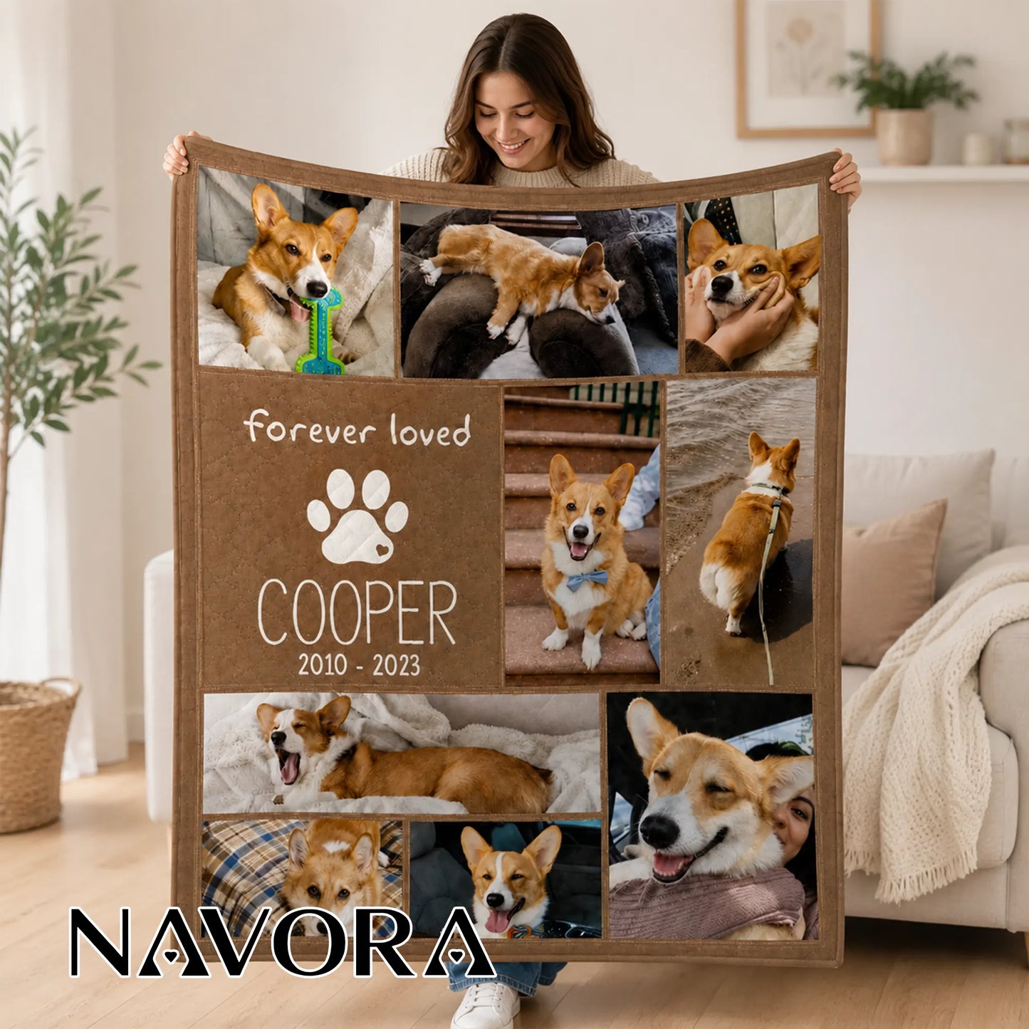 Personalized Corgi Quilt – Custom Blanket with Your Pet Photos