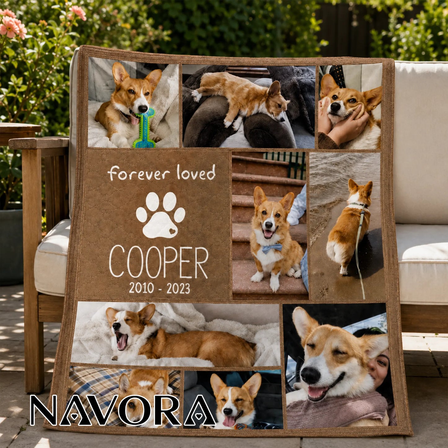 Personalized Corgi Quilt – Custom Blanket with Your Pet Photos
