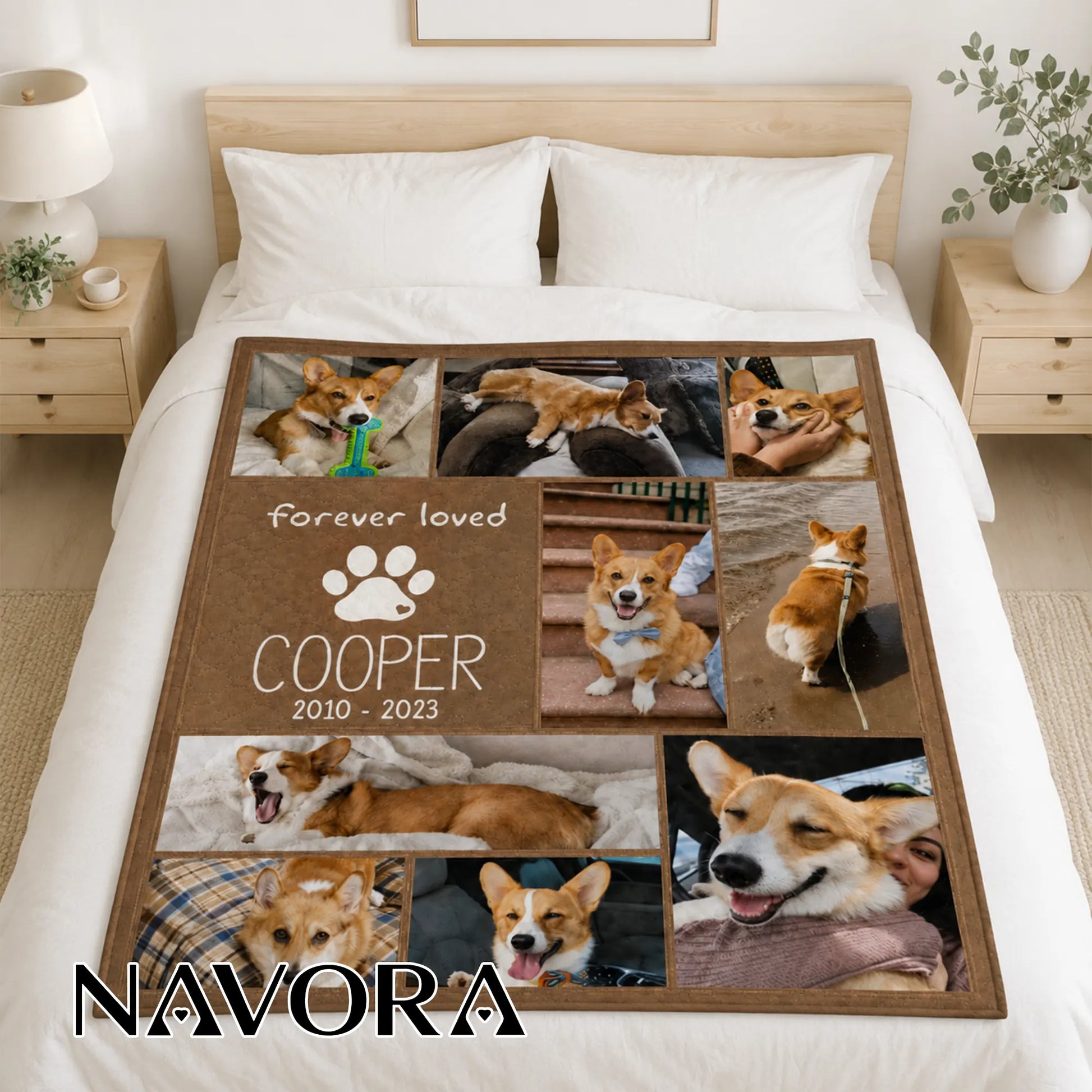 Personalized Corgi Quilt – Custom Blanket with Your Pet Photos