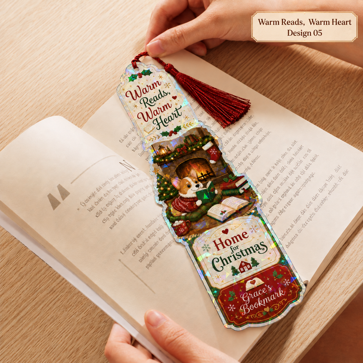 Personalized Corgi in Gift Bag Christmas Book Lover Bookmark