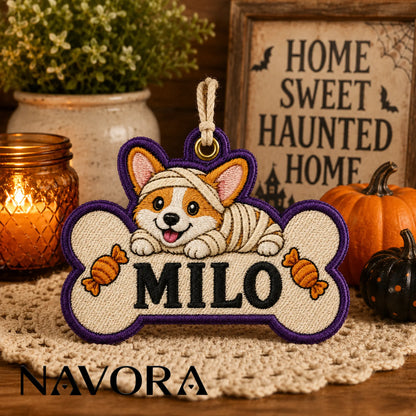 Personalized Mummy Corgi Dog Bone Ornament – Custom Name