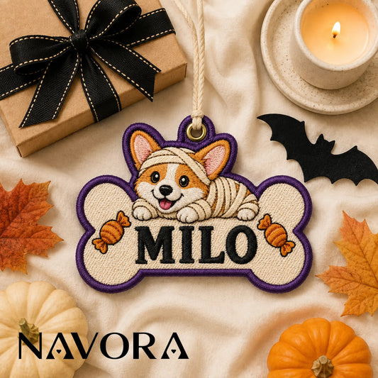 Personalized Mummy Corgi Dog Bone Ornament – Custom Name